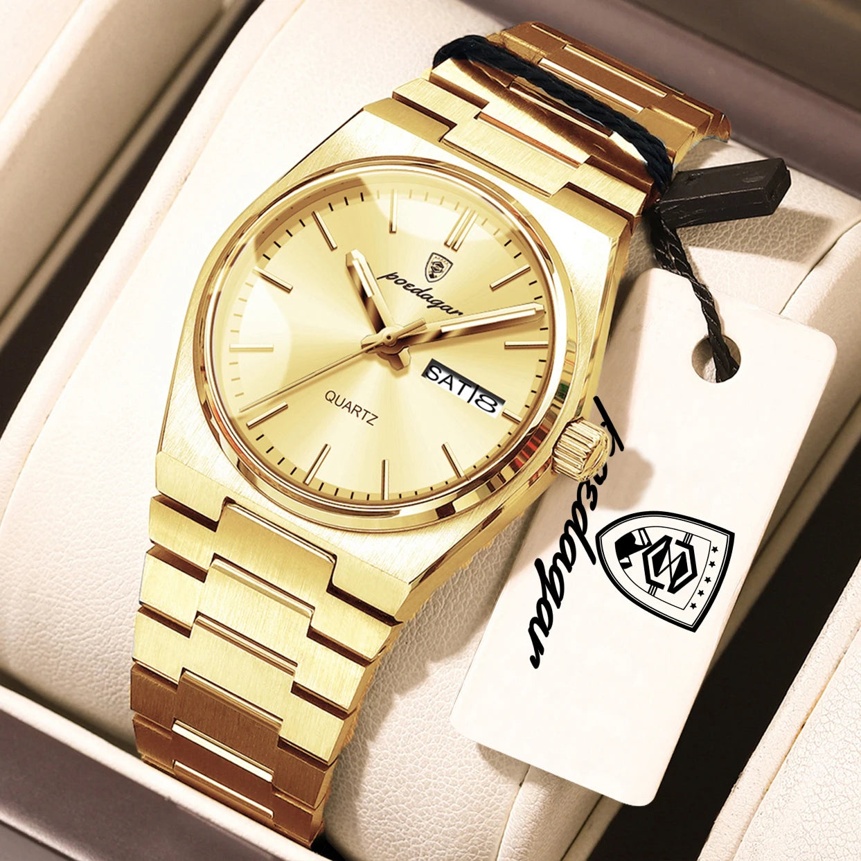 POEDAGAR Exquisite Watches For Women Waterproof Luminous Date Week Ladies Watch Stainless Steel Luxury Woman's Quartz Wristwatch