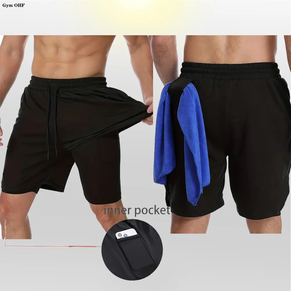 LONSDALE Men's Pattern Printed Fitness Shorts Double Layer 2-in-1 Fast Drying Fitness Outdoor Leisure Training Sports Shorts