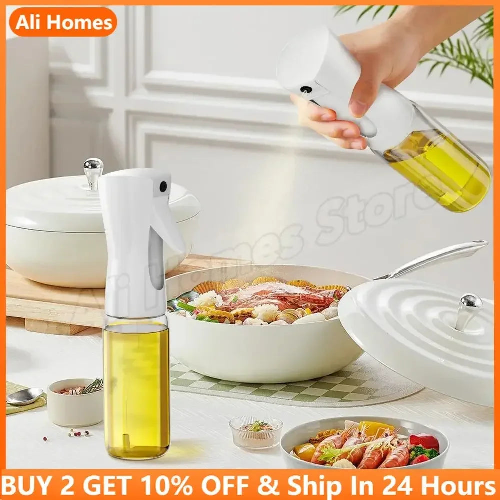 200/300/500ML Oil Air Pressure Double Nozzle Oil Spray Bottle Sprayer Kitchenware Oil Bottle Roasting Bottle Fitness Barbecue