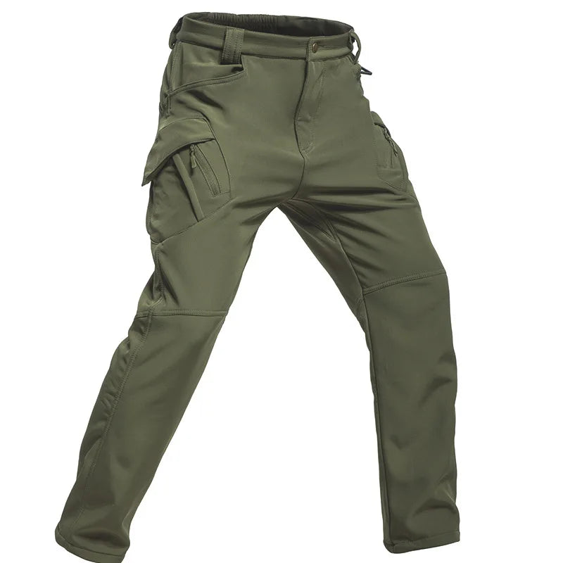 Men's Fleece Lined Winter Warm Tactical Pants Waterproof Hiking Casual Thermal Work Cargo Pants Insulated Skiing Outdoor Sports
