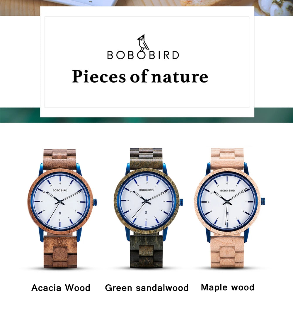 Men's Watch BOBO BIRD Wooden Simplicity Unisex Quartz Watches Women's Wristwatch Support OEM Customized & Drop-shipping