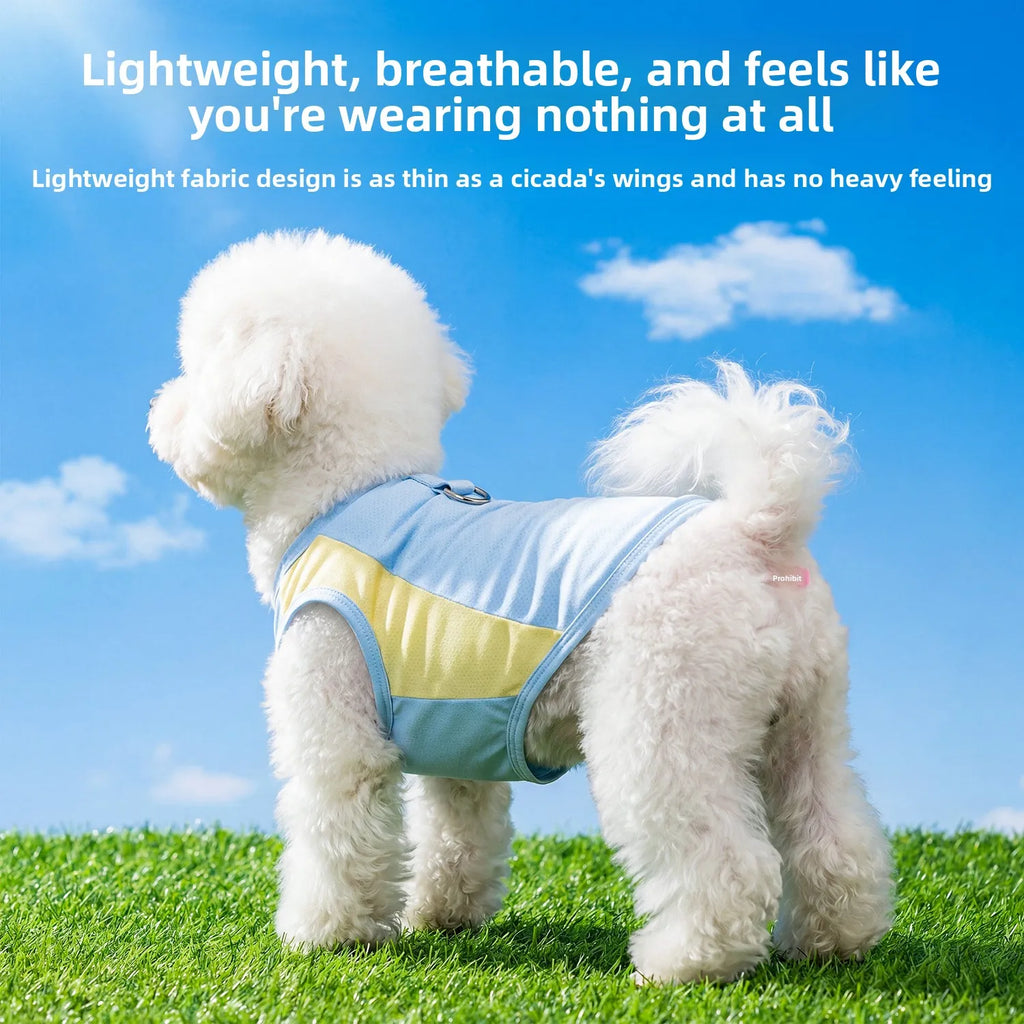 Dog cooling vest - summer sun protection, lightweight color block design, pet tank top, ice-cooling, breathable pet apparel