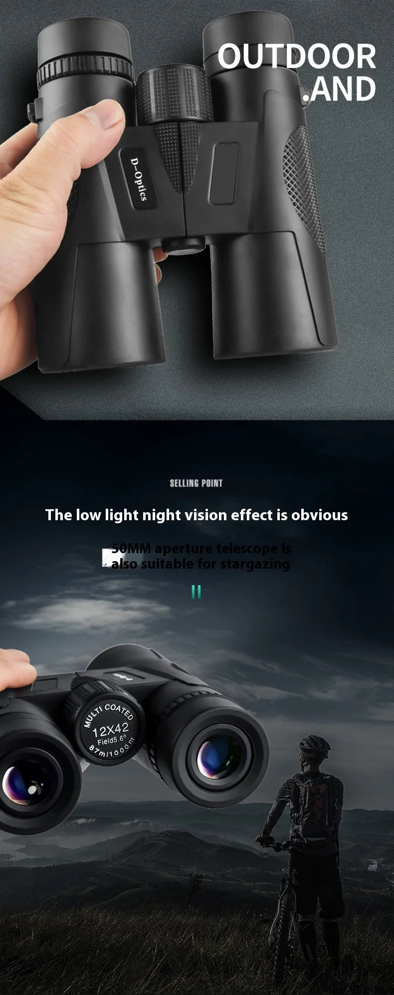 12X42 Binoculars Adults High Powered Professional FMC Lens Central Focus Wide Angle Ideal for Bird Watching Camping