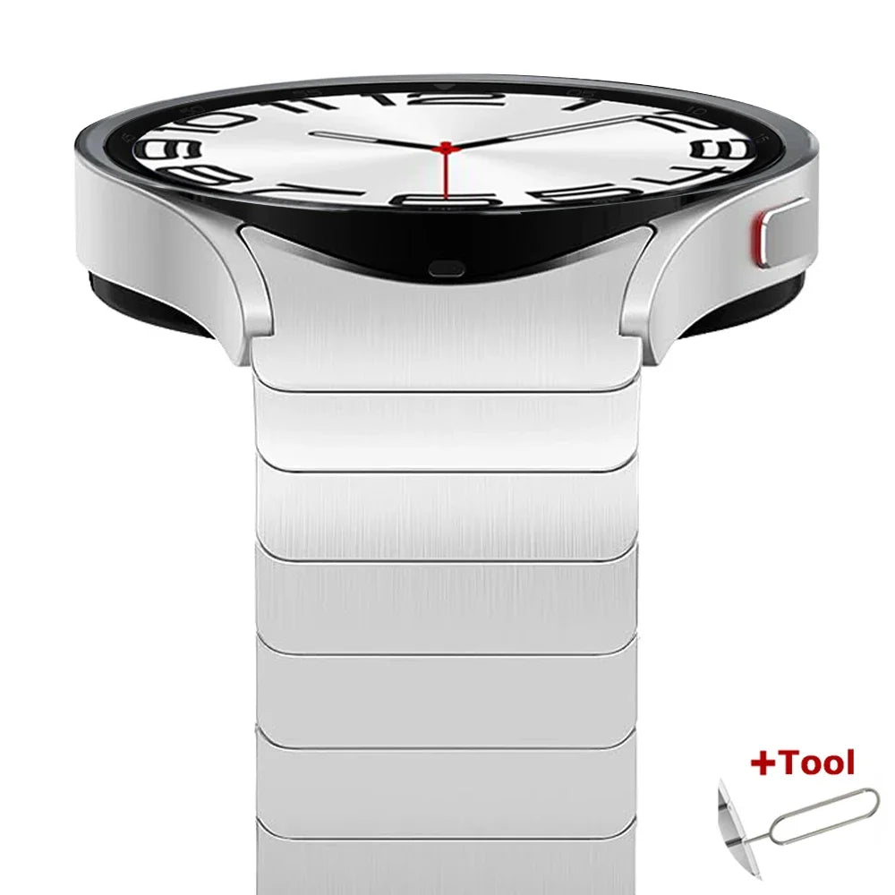 Premium metallic replacement bracelet featuring a sophisticated executive design."