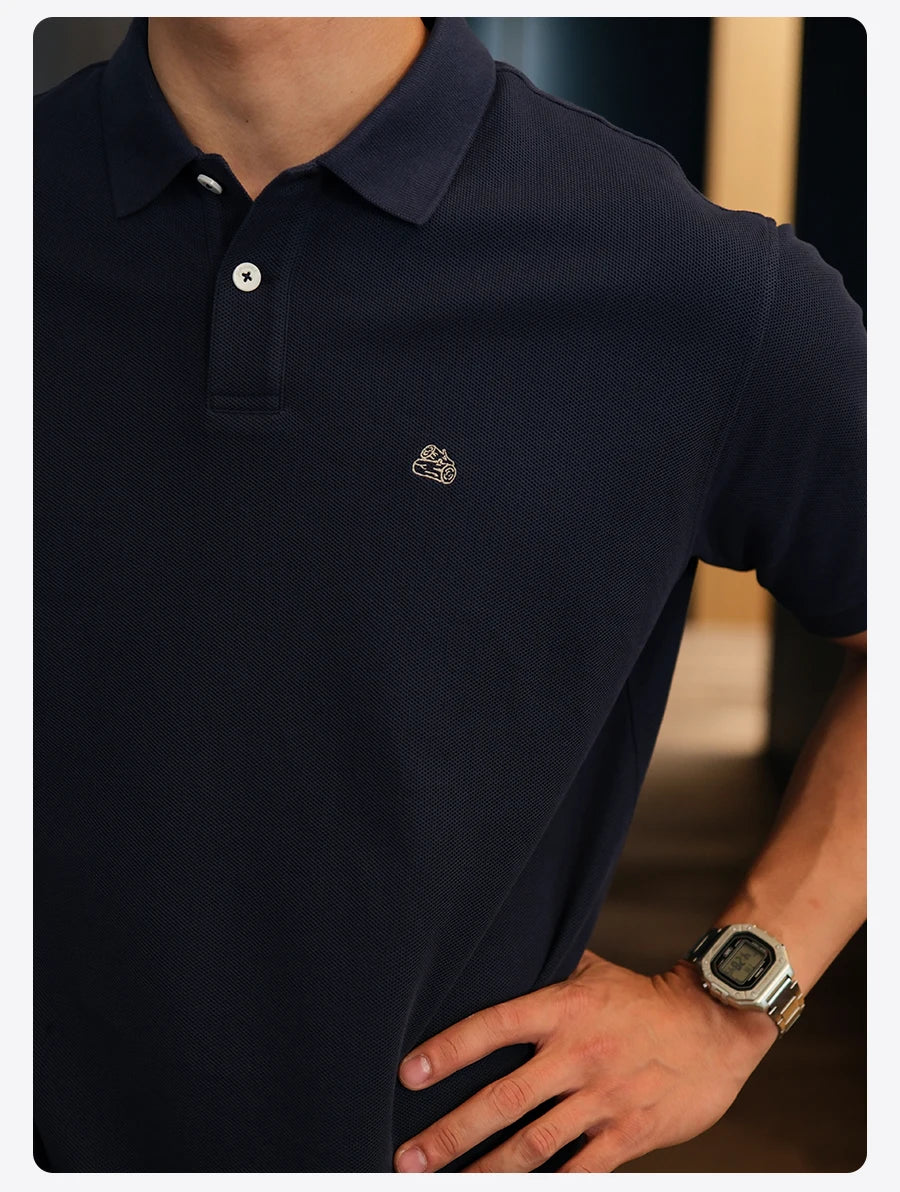 SIMWOOD 2026 Summer New Oversize Polo Shirts Men Breathable Comfortable Moisture-Wicking T-shirt Tops