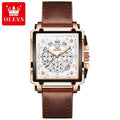 OLEVS Top Brand Male Watches Square Quartz Watch Watch For Men Waterproof Leather Strap Sport Clock Male Relogio Masculino