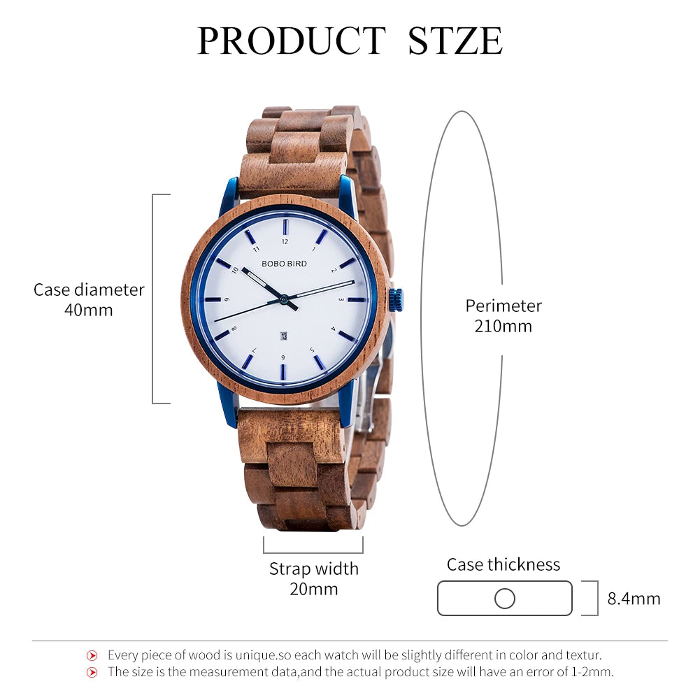 Men's Watch BOBO BIRD Wooden Simplicity Unisex Quartz Watches Women's Wristwatch Support OEM Customized & Drop-shipping