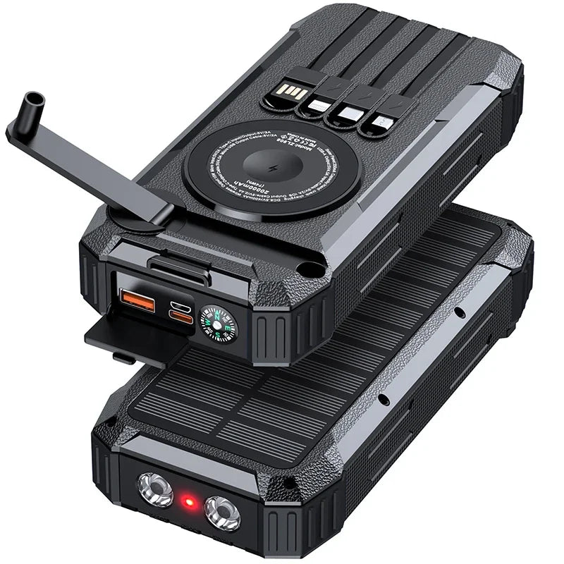 Hand Crank Solar Power Bank 20000mAh Magnetic Wireless 22.5W Fast Charging External Battery for Magsafe iPhone 17 iWatch Charger