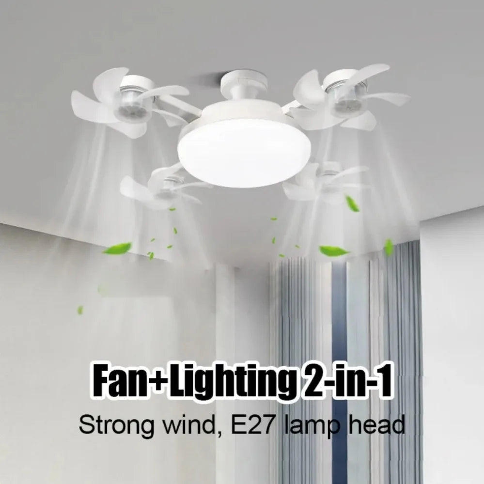 E27 LED Ceiling Fan Light with Remote Control Dimmer Function 50 60W Ceiling Light Drone Shaped Fan Light for Living Room Study