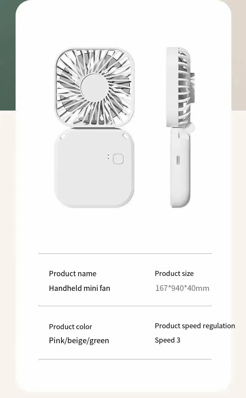 Portable Fan Super Mini Handheld Fan USB Rechargeable Fan Foldable Hand Held Small Pocket Fan