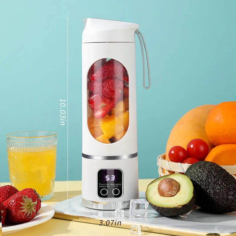 Outdoor portable juicer cup, rechargeable mini juicer, portable juicer, fruit and vegetable juicer with LED display