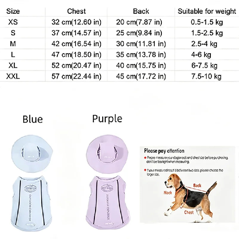 Pet Dog Summer Cooling Vest with Cap Breathable Mesh Sun Protective Shirt for Dogs&Cats Lightweight Outdoor Pet Clothes Set