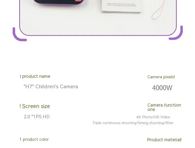 Children Camera 4000W Pixels 1080P HD Screen Dual Cameras Kids Electric Toys For Baby Camara Foto Infantil Children's Gifts