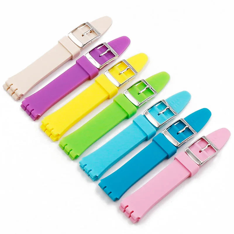17mm 19mm silicone watch band compatible for Swatch Suob704 Suow701 Gw164 Gb274 sports rubber watch strap wristband bracelet