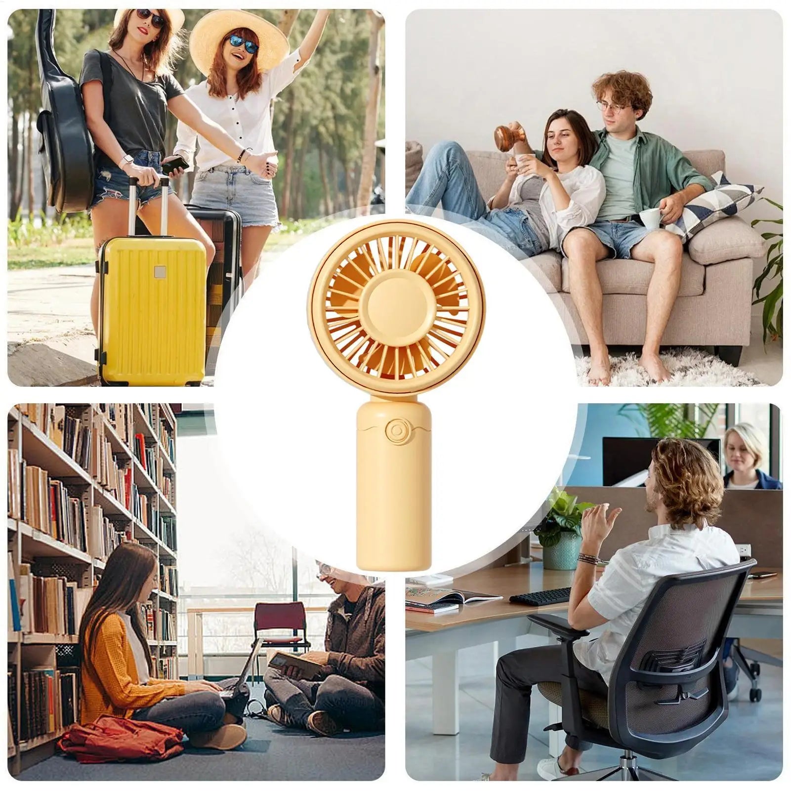 Portable Fan 3 Speed Adjustable Quiet USB Rechargeable Personal Hand Held Fan for Indoor Outdoor Home Office School Travel