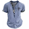 Summer 3D Printed Henry Short Sleeve Shirt Men's Fashion Street Clothing Button Short Sleeve Men's Top