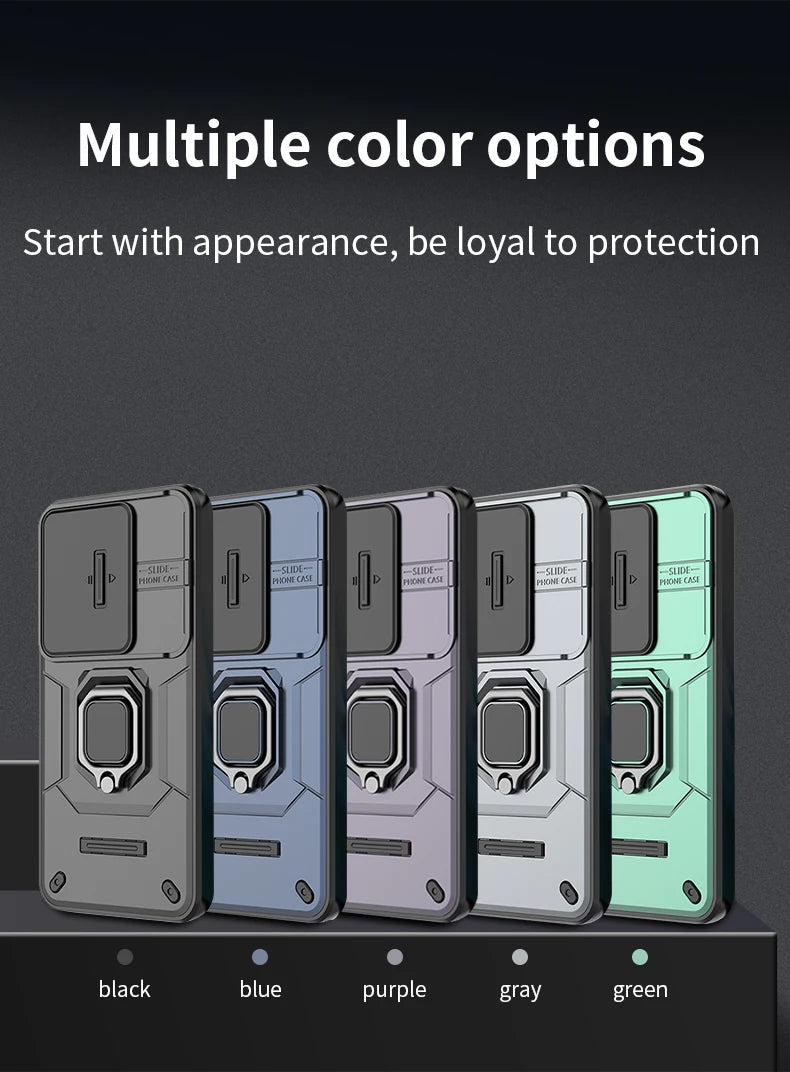 For Xiaomi Redmi 15 4G 171mm Case Slide Camera Protect Phone Case For Redmy 15 Redmi15 4G Magnetic Ring Holder Armor Back Cover