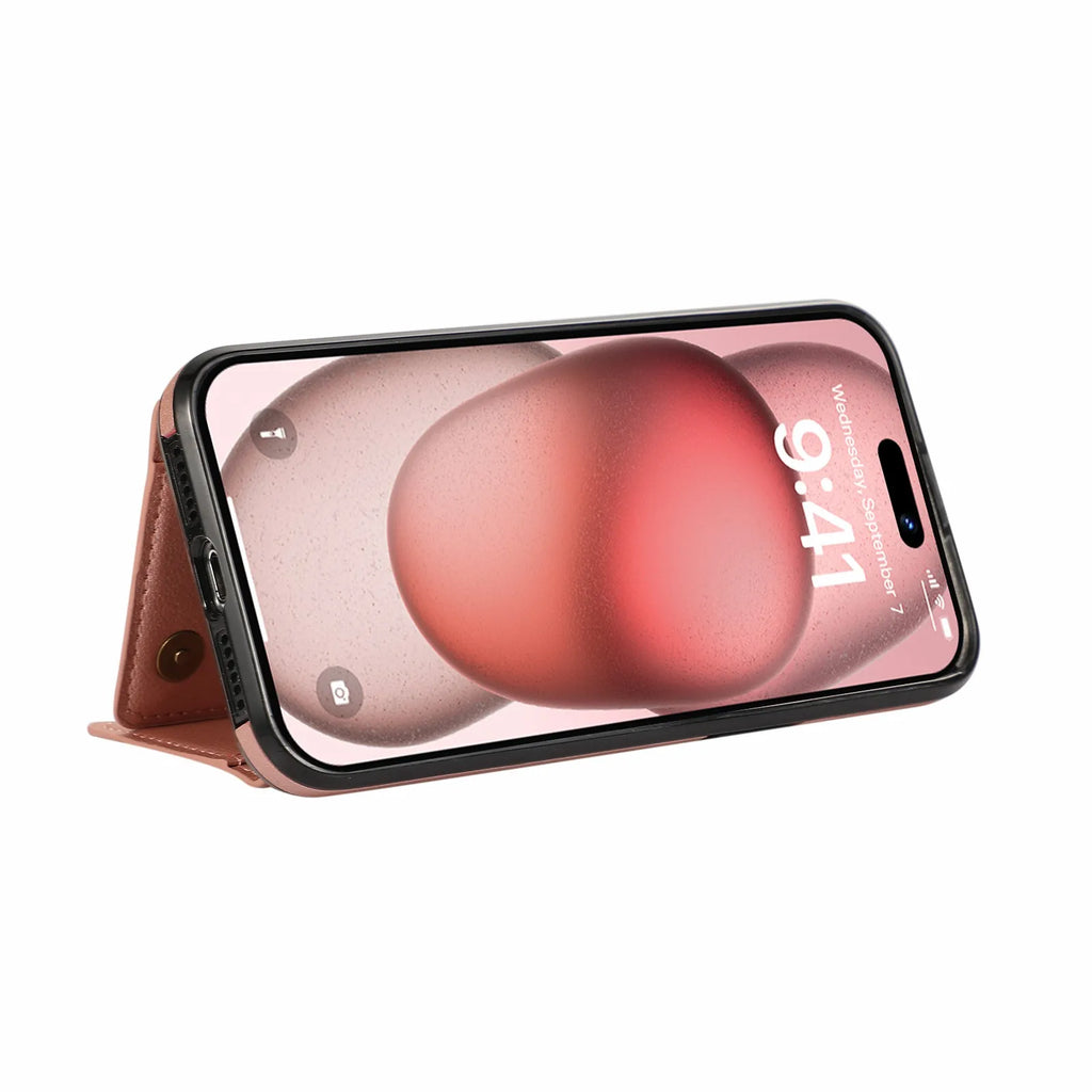 Crossbody Cards Solt Triple Wallet Leather Zipper Case For iPhone 15 16 Pro Max 14 Plus 13 12 11 XS XR SE2022 Ring Holder Cover