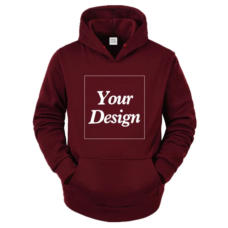 Custom Hoodie Print Embroidery Photo Text Brand Logo Autumn Winter Warm Thick Fleece Hoody Sweatshirt Men Women Customized Coat