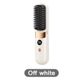 Hair Straightener Brush with LCD Display Cordless USB Charging Straightener Portable Mini Straightening Brush for Home Travel