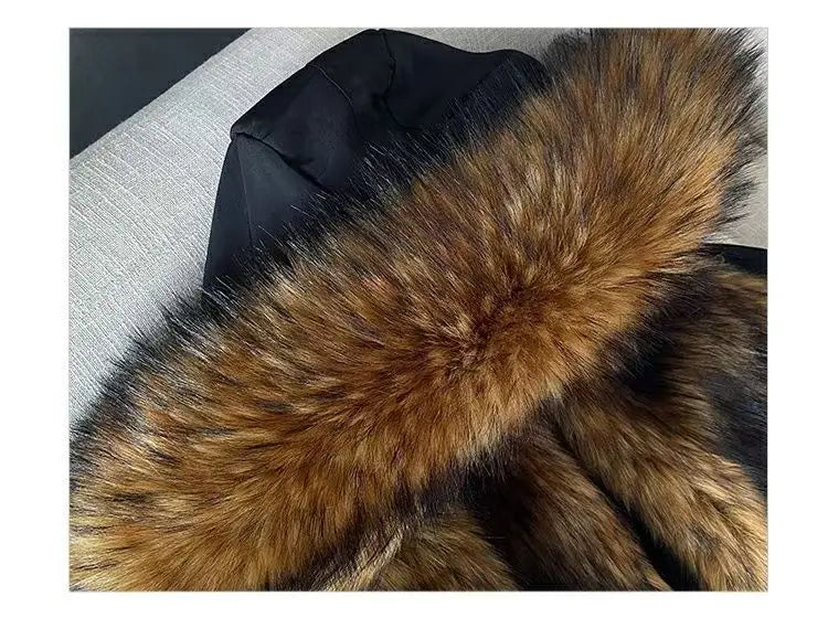 Winter Men Parka Warm Coat Men Wool Liner Jacket Long Hooded Jacket High Quality Raccoon Fur Collar