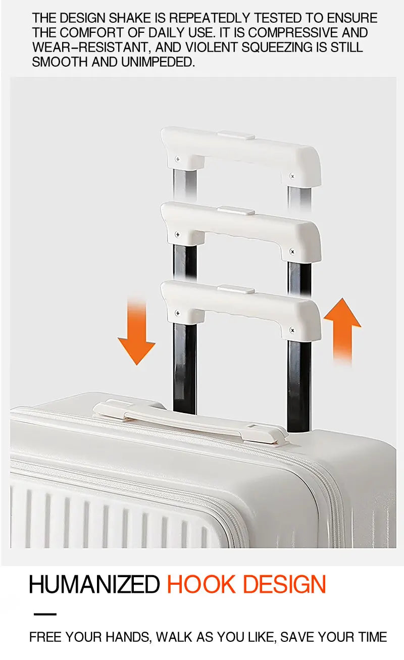 Multifunctional Front Opening Expandable Suitcase with Cup Holder Large Capacity Luggage 360° Shock Absorbing Wheels 20' 24' 28'