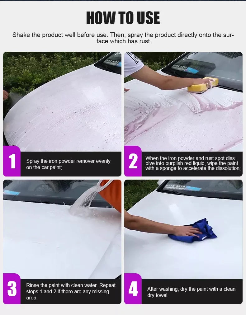 Multi Purpose Rust Remover Spray Metal Surface Car Maintenance for Wheel Cleaning Iron Powder Removal Large Capacity