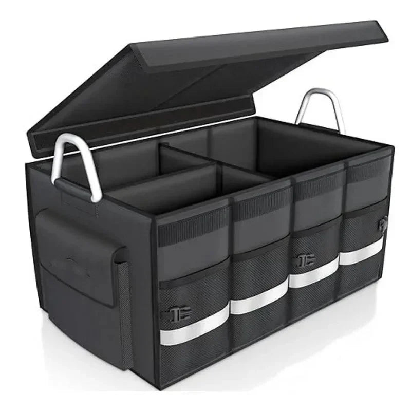 Car Trunk Organizer with Lid, Collapsible Car Trunk Storage Organizer, Car Organizer and Storage for SUV, Truck, Sedan