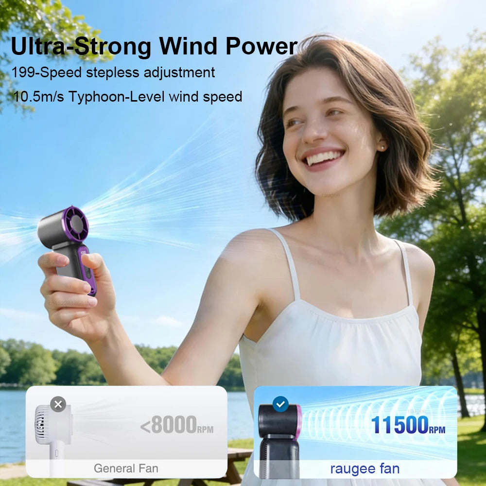 Portable Mini  Handheld Fan Personal Pocket-Sized Digital Display Hand Fan USB Rechargeable Outdoor Small Pocket Hand Fan
