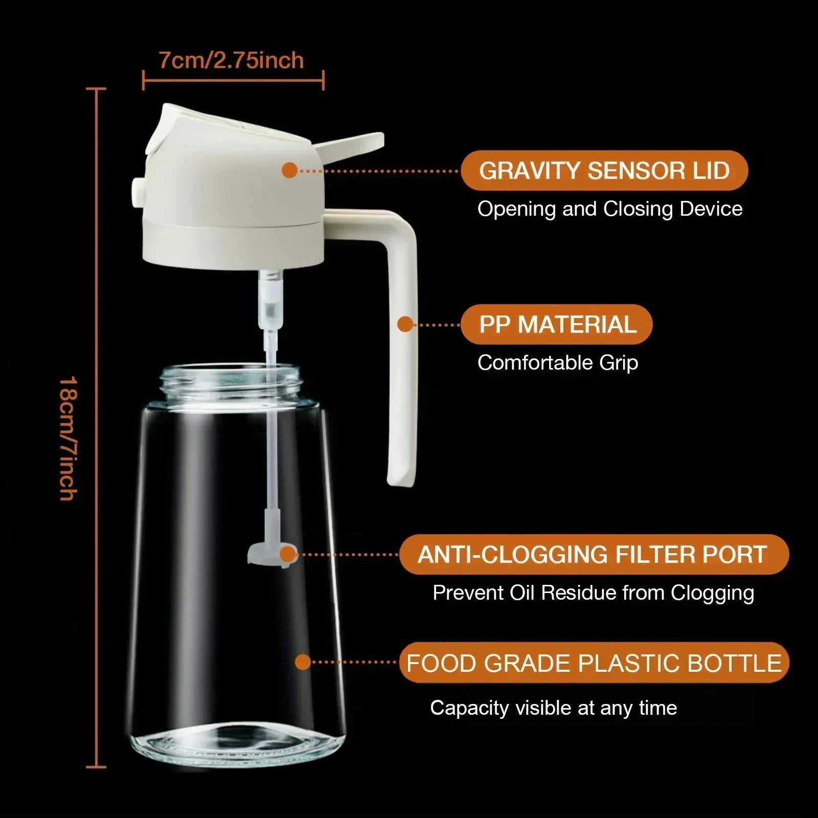 200/300/500ML Oil Air Pressure Double Nozzle Oil Spray Bottle Sprayer Kitchenware Oil Bottle Roasting Bottle Fitness Barbecue