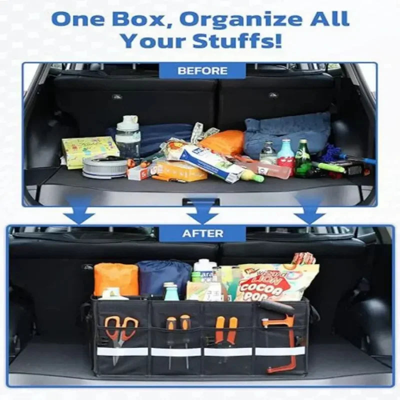 Car Trunk Organizer with Lid, Collapsible Car Trunk Storage Organizer, Car Organizer and Storage for SUV, Truck, Sedan