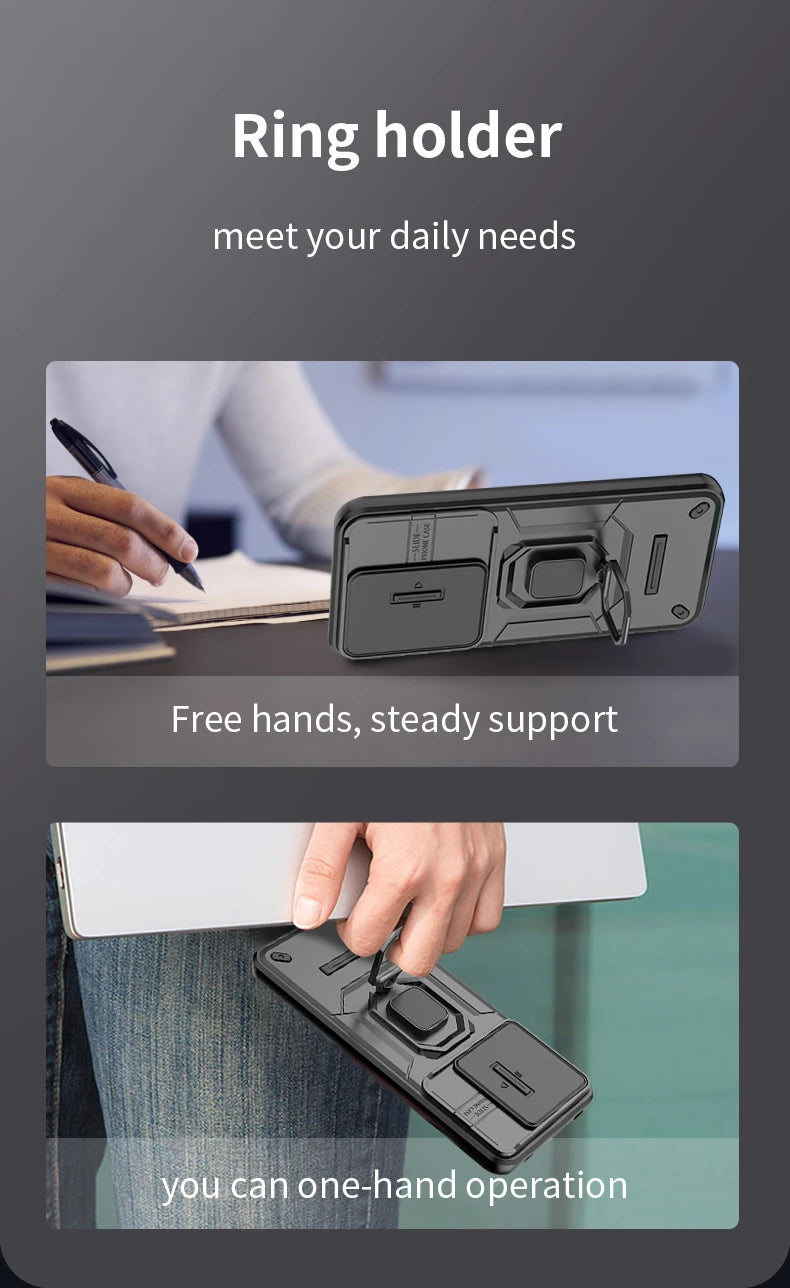For Xiaomi Redmi 15 4G 171mm Case Slide Camera Protect Phone Case For Redmy 15 Redmi15 4G Magnetic Ring Holder Armor Back Cover