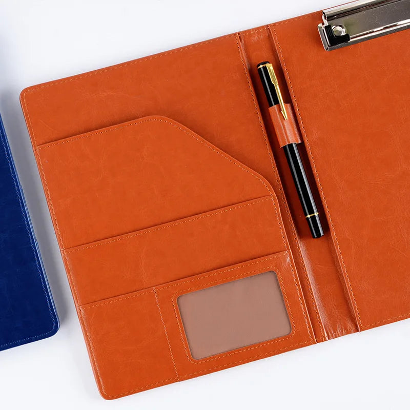 A5/B5 Leather Padfolio Executive Clipboard Document Holder Flip Design with Card Slots ID Window for Business Contract Signing