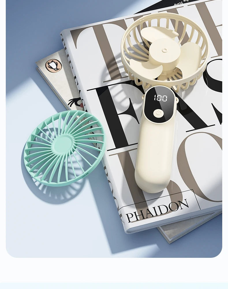 Portable Handheld Fan Mini USB Fan With 6 Speeds and Digital Display Foldable 3-in-1 Handheld Neck and Desktop Fan For Outdoor