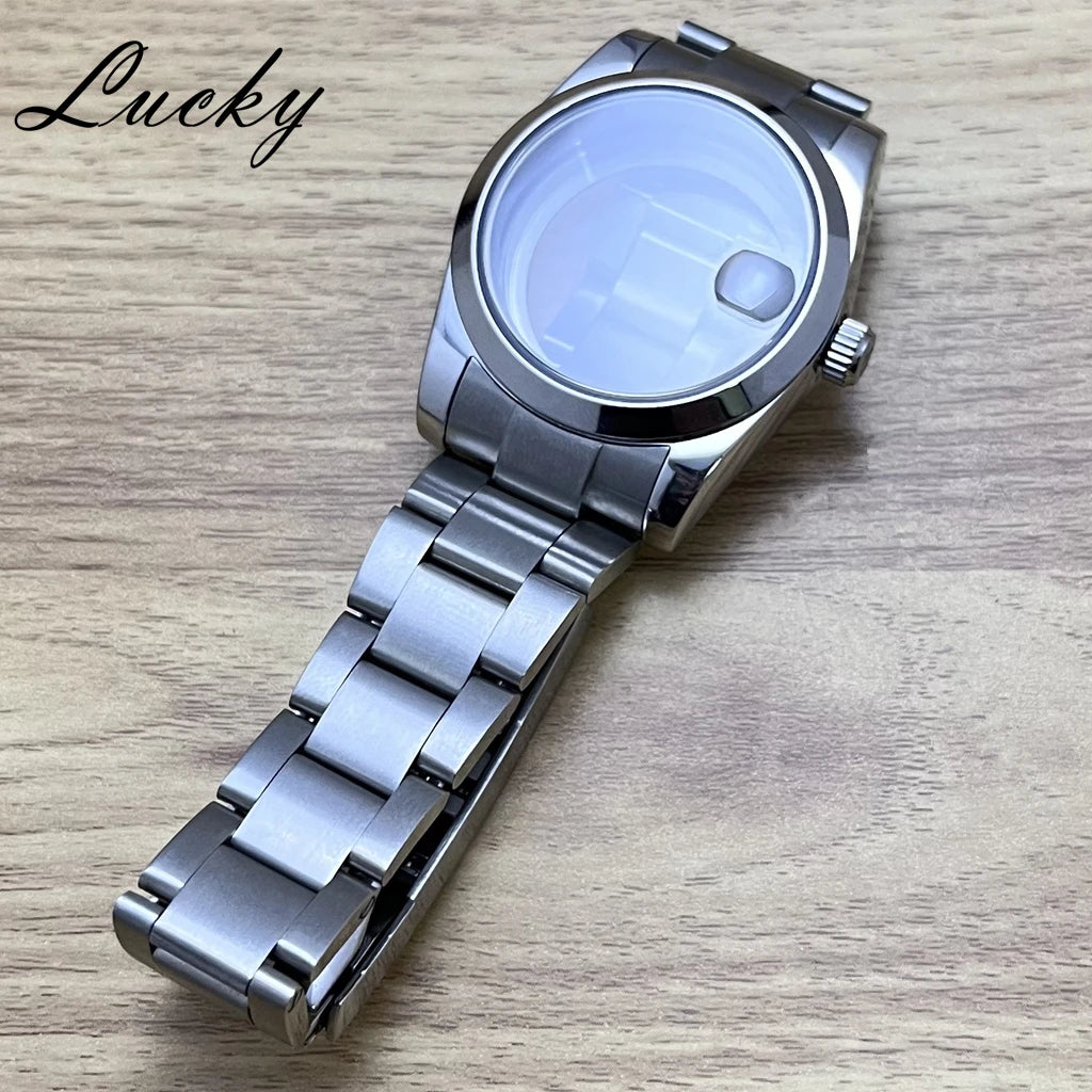 36mm 40mm Fit NH34 NH35 NH36 ETA2824 PT5000 Movement Case Brushed Center  Bracelet Sapphire Glass Crystal Suitable S Crown