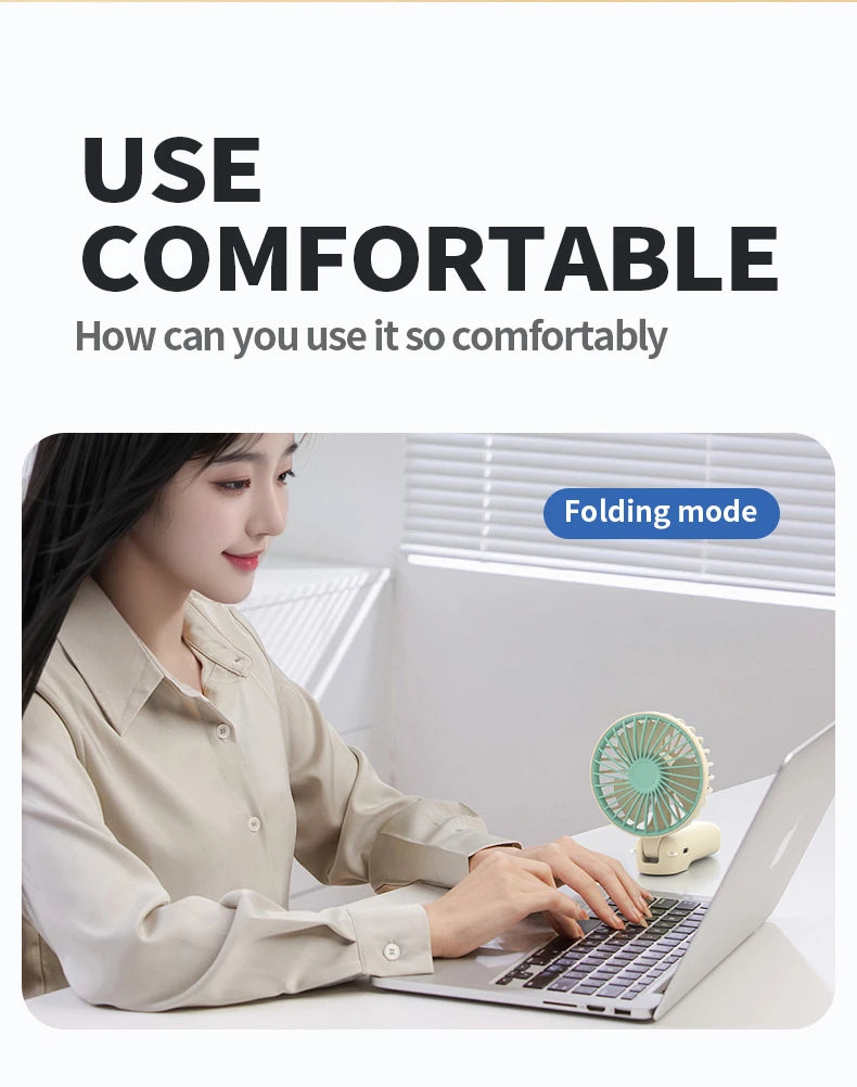 Portable Handheld Fan Mini USB Fan With 6 Speeds and Digital Display Foldable 3-in-1 Handheld Neck and Desktop Fan For Outdoor