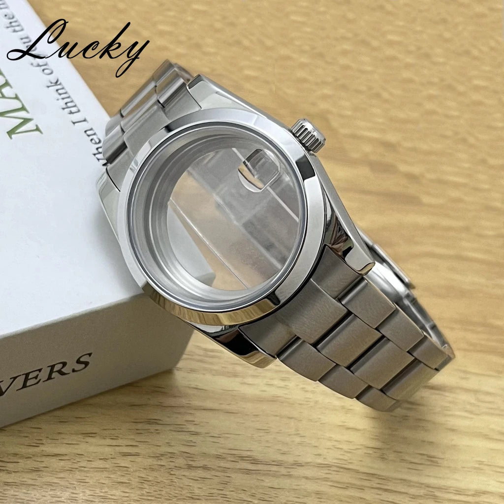 36mm 40mm Fit NH34 NH35 NH36 ETA2824 PT5000 Movement Case Brushed Center  Bracelet Sapphire Glass Crystal Suitable S Crown