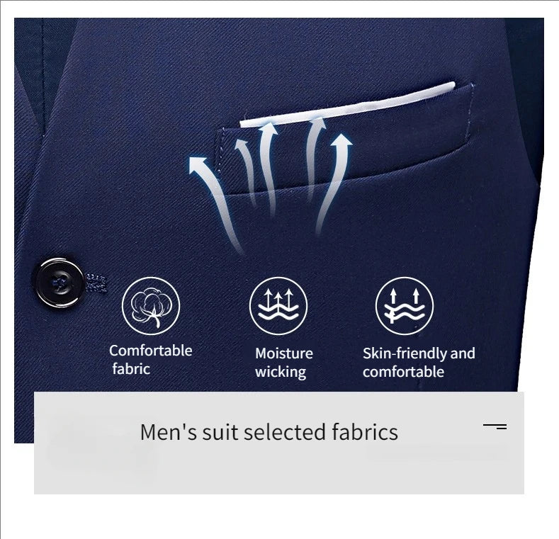 Suits For Men 3 Pieces Set Elegant Wedding  Fashion Classic Full Jackets Vest Pants Blazers Outfit 2025 Formal Costume