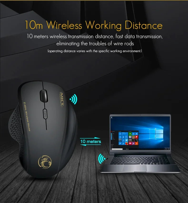 NexusClick 2.4G Wireless Silent Click Mouse,3 Adjustable DPI 6 Buttons Power Saving USB Plug Play Mice For Laptop Office Gaming