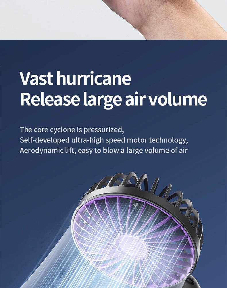 Portable Handheld Fan Mini USB Fan With 6 Speeds and Digital Display Foldable 3-in-1 Handheld Neck and Desktop Fan For Outdoor