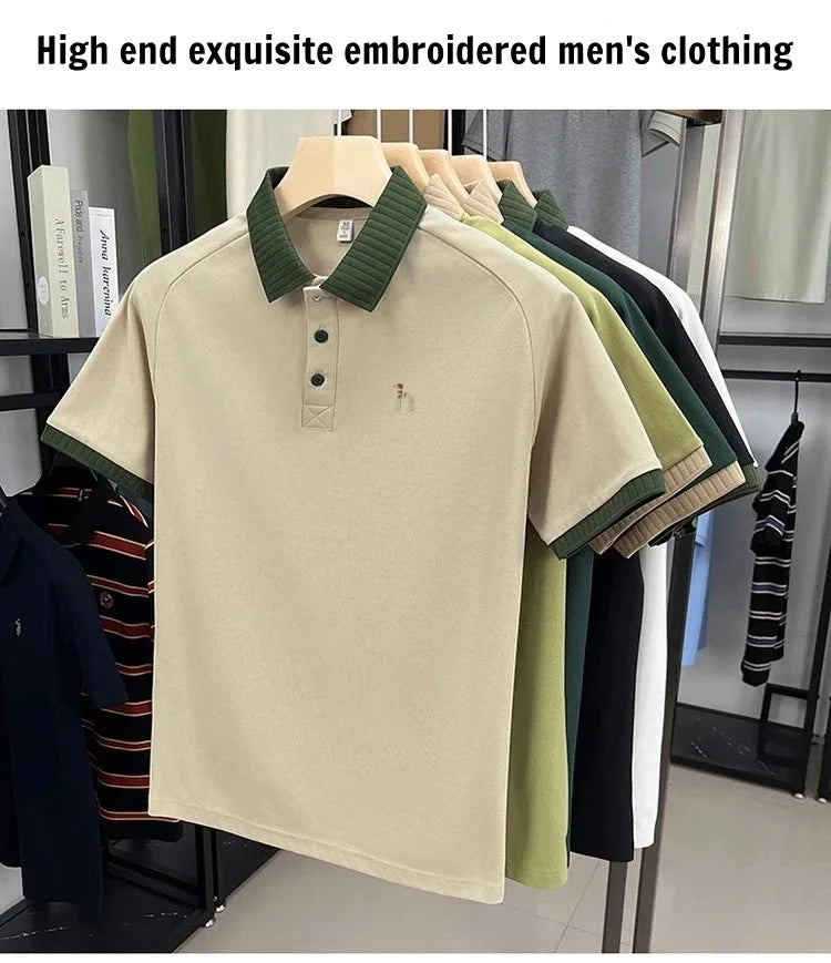 Luxury brand men's short sleeve polo shirt summer fashion hot selling original dog embroidery boutique top golf casual T-shirt