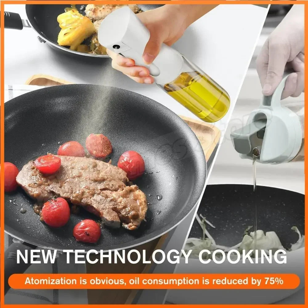 200/300/500ML Oil Air Pressure Double Nozzle Oil Spray Bottle Sprayer Kitchenware Oil Bottle Roasting Bottle Fitness Barbecue