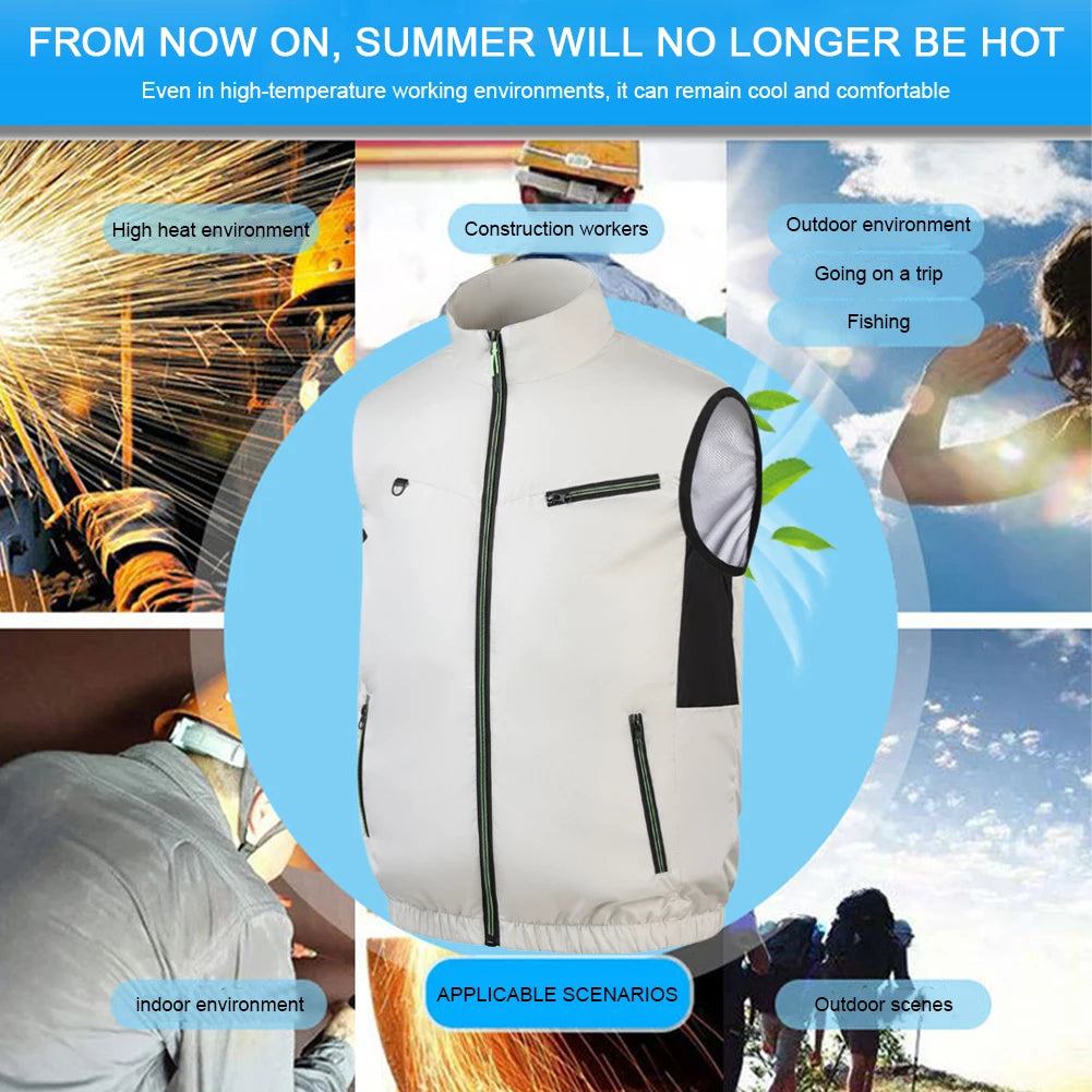 Cooling Vest Air Conditioner Clothes Breathable Sleeveless Workwear 3 Gear Wearable Cooling Fan Vest for Summer Camping Fishing