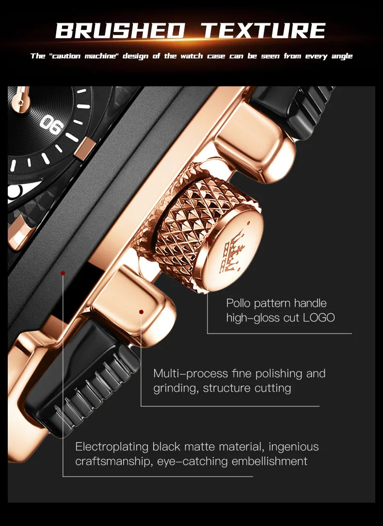 OLEVS Top Brand Male Watches Square Quartz Watch Watch For Men Waterproof Leather Strap Sport Clock Male Relogio Masculino