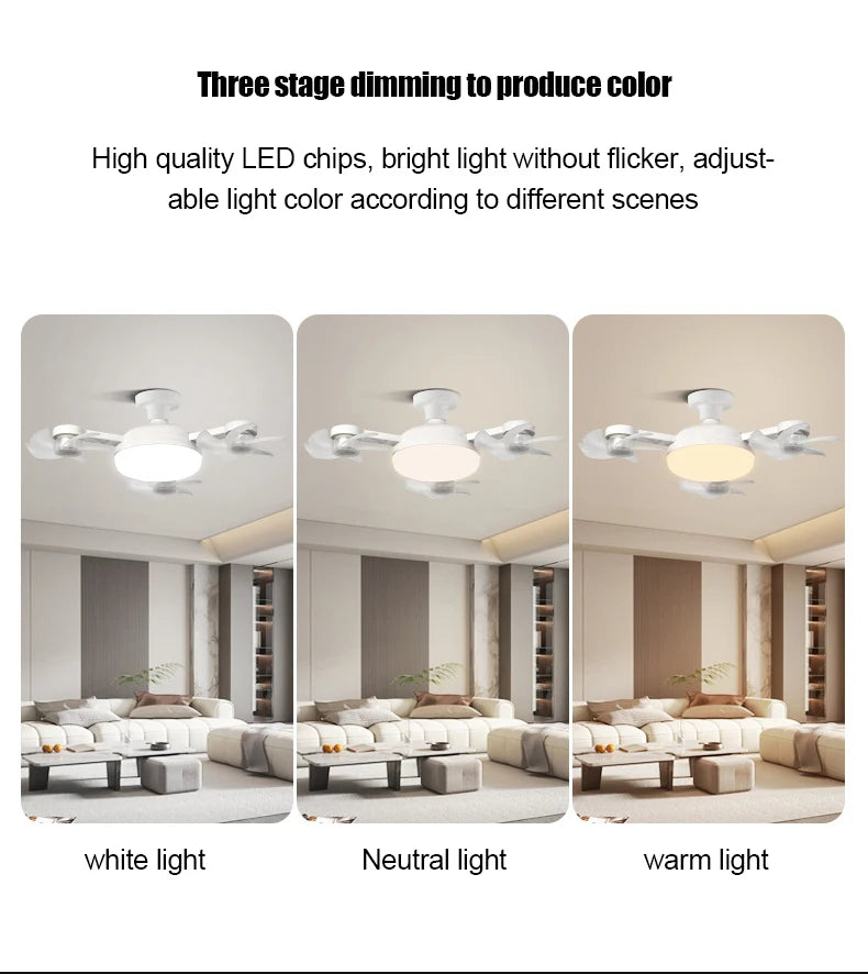 E27 LED Ceiling Fan Light with Remote Control Dimmer Function 50 60W Ceiling Light Drone Shaped Fan Light for  lighting