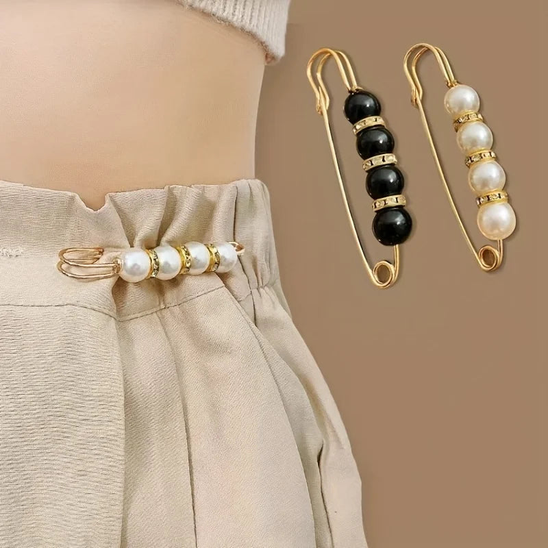 Ladies sweater shawl clip fake pearl brooch dress skirt waist decorative neckline safety pin