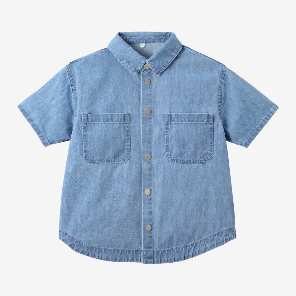 AS  SS2026 blue denim Collection super high quality bamboo knot denim fabric boys girls family match weekday clothes