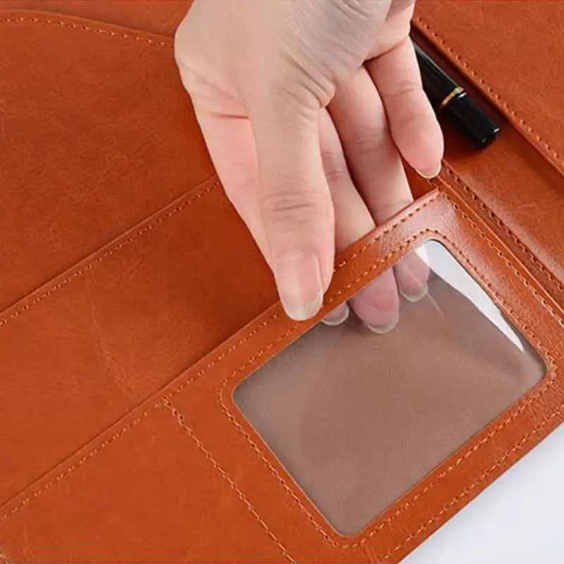 A5/B5 Leather Padfolio Executive Clipboard Document Holder Flip Design with Card Slots ID Window for Business Contract Signing