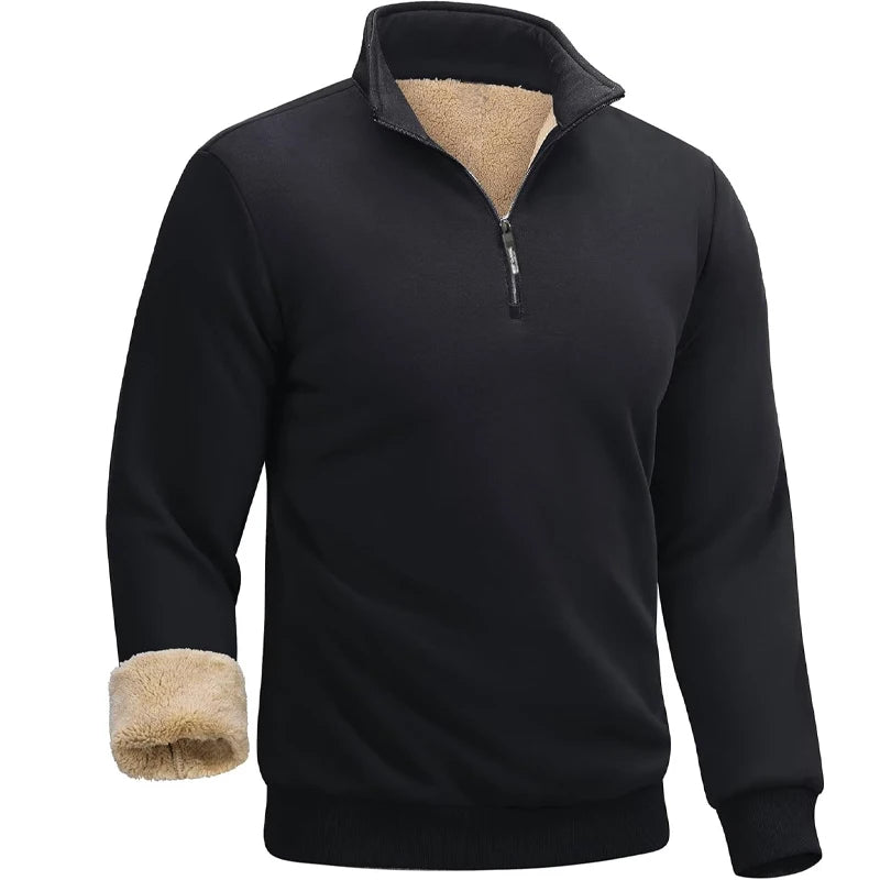 3 Pack Men's Long Sleeve Zip Thick Pullover Winter Warm Sherpa Lined TShirt Men Autumn Outdoor Heavyweight Sweatshirts US SIZE