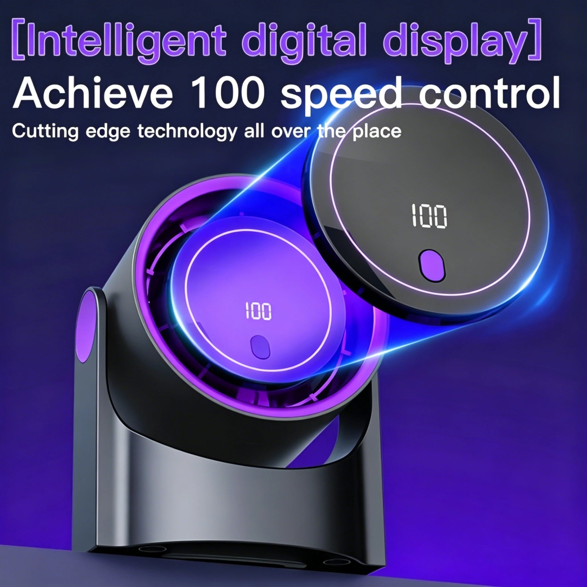 Portable Air Circulator Fan 1200mAh Desktop Rechargeable Fan 100-speed Wind Angle Adjustable for Home Outdoor Travel with Timing
